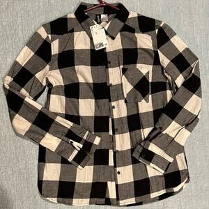 Divided by H&M Black and White Buffalo Check Button Down Shirt - Size XS